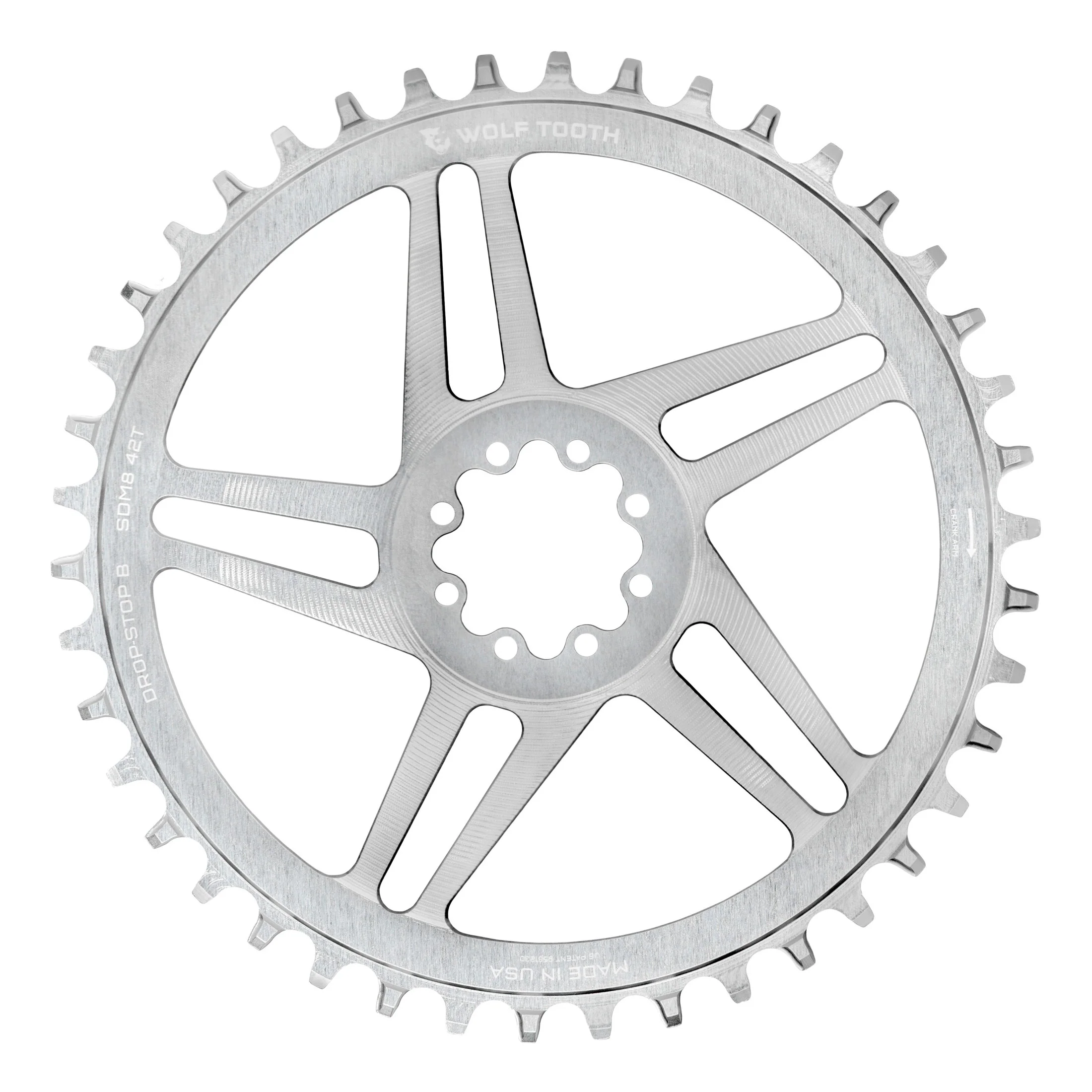 Wolf Tooth Direct Mount Raw Silver Chainring for SRAM 8-Bolt - Image 2