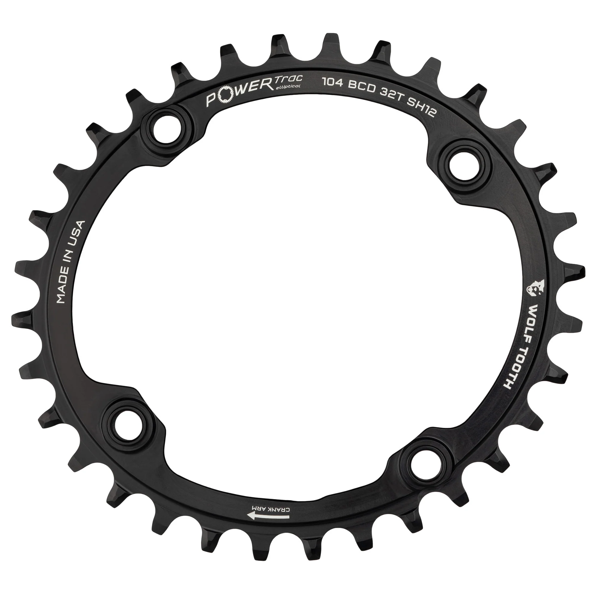 Wolf Tooth Elliptical 104 BCD Chainring for Shimano 12 Speed Hyperglide